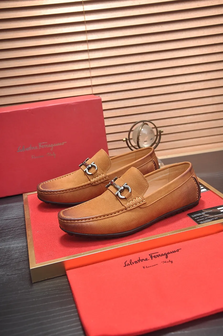 Men's shoes 💰460💶 [Ferragamo/Ferragamo] The latest model in the counter. Original imported open-sided fine cowhide hand-woven + imported 🐂 cowhide + original luxury metal buckle + original combination outsole. No pressure in comparison 38--44🎉